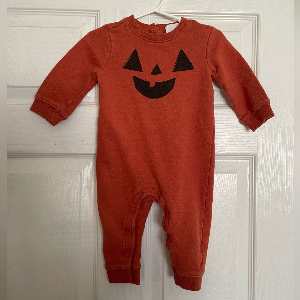 Gymboree Orange Pumpkin Face One piece 12-18 months